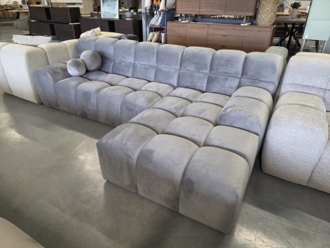 Narożnik w kształcie litery L BOCCA LOUNGE (265 x 162 cm, prawy) – ciemnoszary welur (Velvet Dark Grey), pikowany