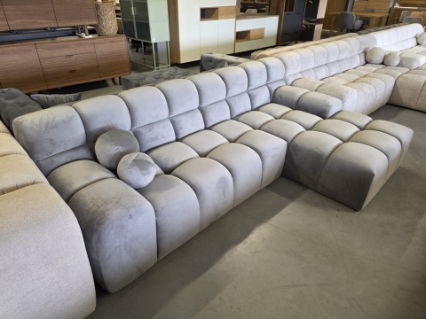 Narożnik w kształcie litery L BOCCA LOUNGE (265 x 162 cm, prawy) – ciemnoszary welur (Velvet Dark Grey), pikowany
