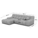 Narożnik w kształcie litery L BOCCA LOUNGE (265 x 162 cm, lewy) – beżowa tkanina strukturalna, pikowany