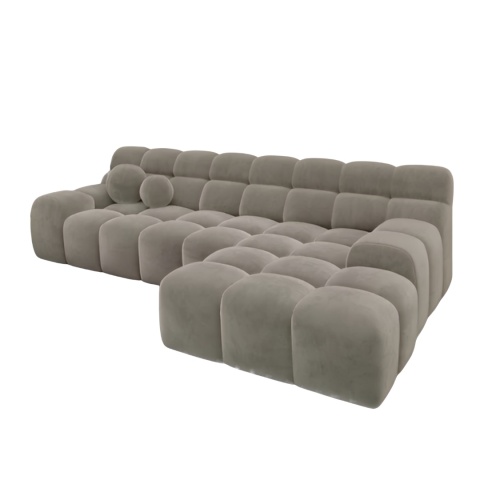 Narożnik w kształcie litery L BOCCA LOUNGE (265 x 162 cm, prawy) – ciemnobeżowy welur (Velvet Dark Beige), pikowany