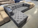 Narożnik w kształcie litery L VERONA LOUNGE (260 x 170 cm, lewy) – jasnoszary welur (Velvet Light Grey), pikowany chesterfield