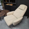 Obrotowy Fotel Relaksacyjny z Podnóżkiem TORINO – Tkanina Bukla Cloudy Beige & Czarna Podstawa – Henders & Hazel