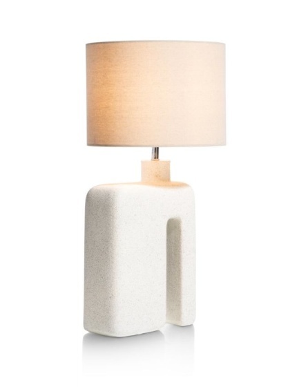 Skandynawska Lampa Stołowa SOREN 62 cm (Aksamitna Struktura Piasku & Lniany Klosz)