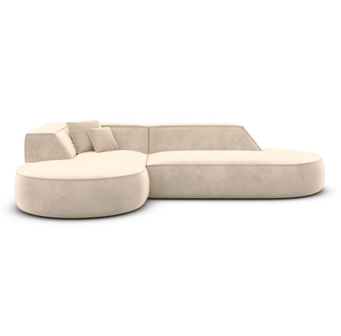 Sofa narożna w kształcie litery L OSLO LOUNGE (234 x 165 cm) – welur Opera Pearl, obłe wykończenie