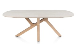 [od ręki] Stół do jadalni Himalaya 210 x 120 cm – owalny blat ceramiczny, dębowa podstawa (Henders & Hazel)