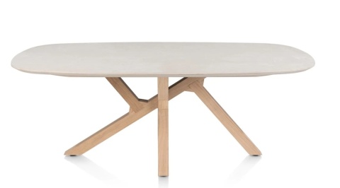 [od ręki] Stół do jadalni Himalaya 210 x 120 cm – owalny blat ceramiczny, dębowa podstawa (Henders & Hazel)