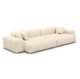 Sofa 4-osobowa CASSINO LOUNGE (255 cm) – beżowa tkanina strukturalna, pikowana forma