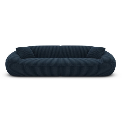 Sofa 4-osobowa AURA LOUNGE (265 cm) – ciemnogranatowy sztruks (Cord Velvet), obła sylwetka