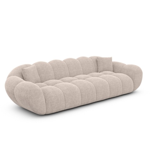 Sofa 4-osobowa MIRA LOUNGE (265 cm) – beżowa tkanina strukturalna, łagodny profil