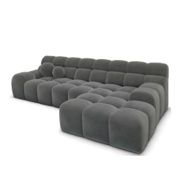 Narożnik w kształcie litery L BOCCA LOUNGE (265 x 162 cm, prawy) – ciemnoszary welur (Velvet Dark Grey), pikowany