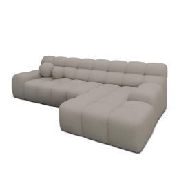 Narożnik w kształcie litery L BOCCA LOUNGE (265 x 162 cm, prawy) – puszysta tkanina bouclé toffee, pikowany