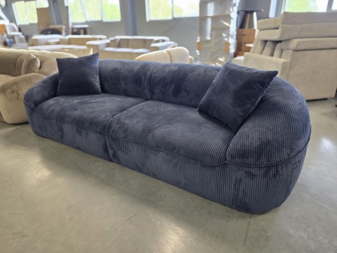 Sofa 4-osobowa AURA LOUNGE (265 cm) – ciemnogranatowy sztruks (Cord Velvet), obła sylwetka