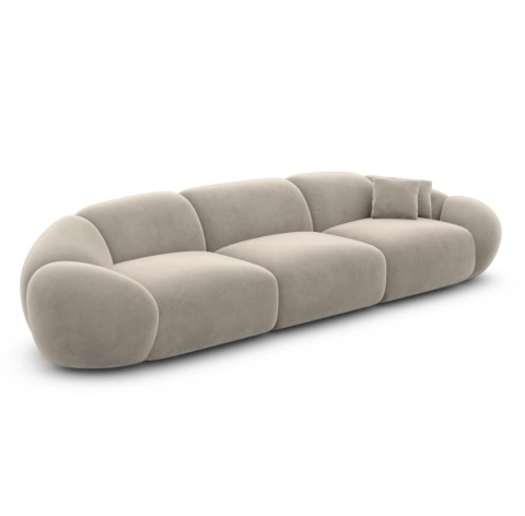 Sofa 4-osobowa LUNA LOUNGE (265 cm) – welur ciemny beż, organiczny kształt