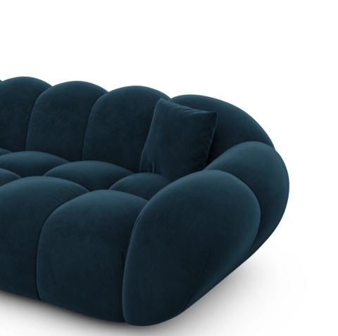 Sofa 4-osobowa MIRA LOUNGE (265 cm) – welur Opera Deep Blue, łagodny profil