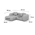 Narożnik w kształcie litery L VEGA LOUNGE Studio (191 x 160 cm) – beżowa tkanina strukturalna, obły design