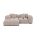 Narożnik w kształcie litery L VEGA LOUNGE Studio (191 x 160 cm) – beżowa tkanina strukturalna, obły design