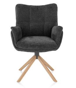 [na zamówienie] Krzesło do jadalni z podłokietnikami JUNA H&H - funkcja relax, noga lity dąb, obrót 360° , tkanina Livigno