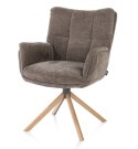 [na zamówienie] Krzesło do jadalni z podłokietnikami JUNA H&H - funkcja relax, noga lity dąb, obrót 360° , tkanina Livigno
