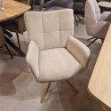 [na zamówienie] Krzesło do jadalni z podłokietnikami JUNA H&H - funkcja relax, noga lity dąb, obrót 360° , tkanina Livigno