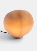 [na zamówienie] Lampa stołowa COCOmaison ABBY 33 cm - szklana, jasnobrązowa ze złotą podstawą, ściemniana