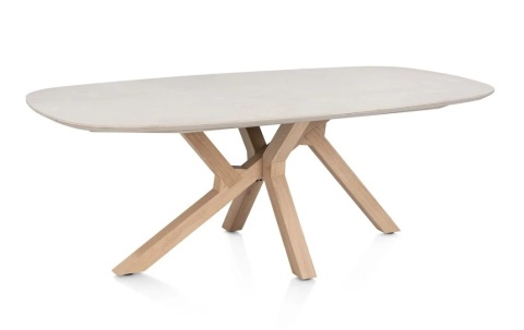 [na zamówienie] Stół do jadalni Himalaya 210 x 120 cm – owalny blat ceramiczny, dębowa podstawa (Henders & Hazel)