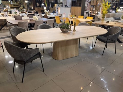 [na zamówienie] Dębowy stół do jadalni HENDERS & HAZEL RAVELLO (120 × 270 cm) – blat z litego drewna, kolor Dune, Platinum Lak