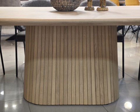 [na zamówienie] Dębowy stół do jadalni HENDERS & HAZEL RAVELLO (120 × 270 cm) – blat z litego drewna, kolor Dune, Platinum Lak