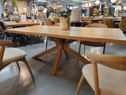 [od ręki] Stół do Jadalni Nyborg 200x100 cm - Fornir Dębowy Dune Natural | Noga Centralna
