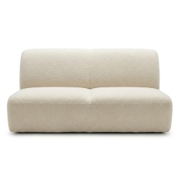[od ręki] Sofa dwuosobowa XOOON MERANO (165 cm) – obła konstrukcja, tkanina bouclé Luton Cream