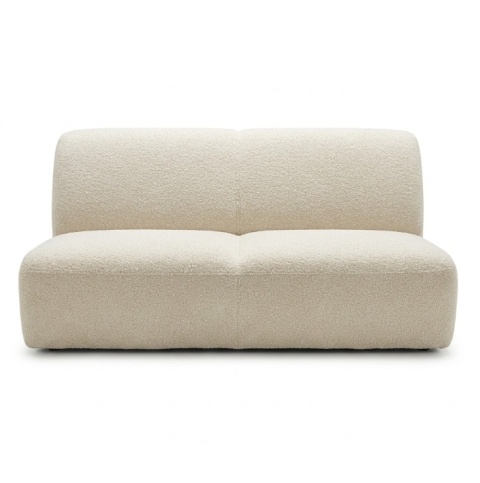 [od ręki] Sofa dwuosobowa XOOON MERANO (165 cm) – obła konstrukcja, tkanina bouclé Luton Cream
