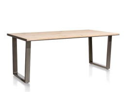 [od ręki] Stół jadalniany prostokątny XOOON FANEUR 230 × 100 cm – fornir dębowy naturel, czarna metalowa rama
