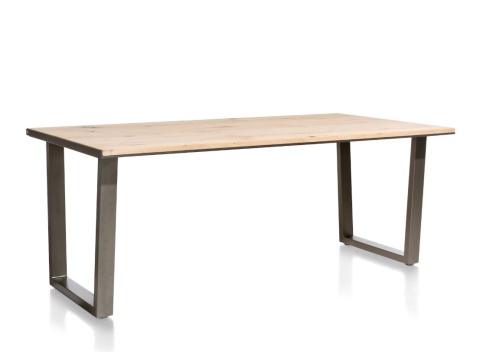 [od ręki] Stół jadalniany prostokątny XOOON FANEUR 230 × 100 cm – fornir dębowy naturel, czarna metalowa rama