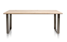 [od ręki] Stół jadalniany prostokątny XOOON FANEUR 230 × 100 cm – fornir dębowy naturel, czarna metalowa rama