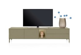 Szafka RTV / Lowboard 240 cm TRENTINO - Lakierowany MDF Olijfgroen (Oliwkowy) z Podświetleniem - XOOON / Habufa