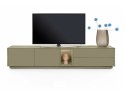 Szafka RTV / Lowboard 240 cm TRENTINO - Lakierowany MDF Olijfgroen (Oliwkowy) z Podświetleniem - XOOON / Habufa