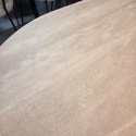[defekt] Owalny Stół BRIANTO 210 x 100 cm - Blat z Ceramiki na MDF (Optyka Trawertynu) - Metalowa Noga Kolumnowa Crème