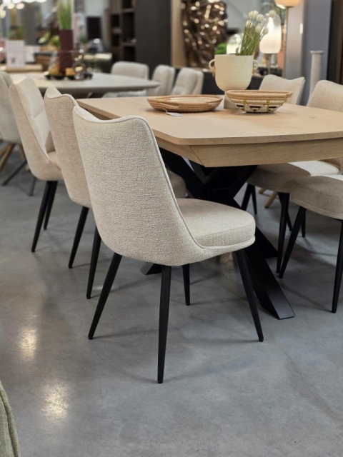 [od ręki] Krzesło do jadalni HESTER – mikrofibra, kolor beżowy / kremowy (Beige / Creme)