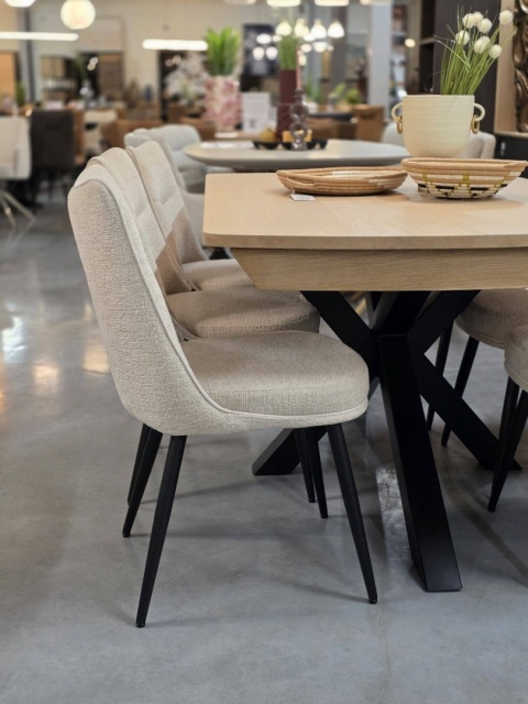 [od ręki] Krzesło do jadalni HESTER – mikrofibra, kolor beżowy / kremowy (Beige / Creme)