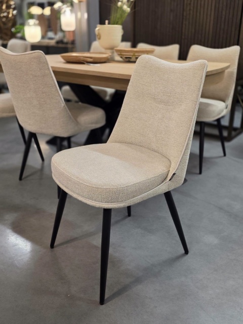 [od ręki] Krzesło do jadalni HESTER – mikrofibra, kolor beżowy / kremowy (Beige / Creme)