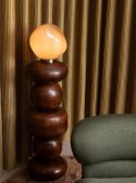 [od ręki] Lampa stołowa COCOmaison ABBY 33 cm - szklana, jasnobrązowa ze złotą podstawą, ściemniana