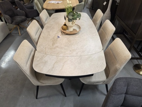 [od ręki] Krzesło do jadalni HESTER – mikrofibra, kolor beżowy / kremowy (Beige / Creme)