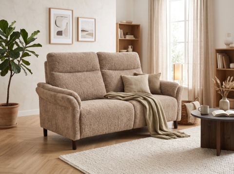 [od ręki] Sofa 2,5-osobowa CORK (185 cm) – sprężyny kieszeniowe, tkanina chenille Valencia ciepły beż / koper