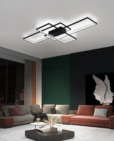 NOWOCZESNA LAMPA LED PLAFON 90W ZMIANA BARW ŚWIATŁA CZARNY MAT , APLIKACJA BLUETOOTH 34-BK MIK NOWOCZESNA LAMPA LED PLAFON 90W ZMIANA BARW ŚWIATŁA CZARNY MAT , APLIKACJA BLUETOOTH 34-BK MIK