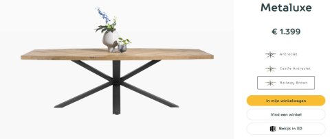 Stół H&H Metaluxe 210 x 110 cm natural Stół H&H Metaluxe 210 x 110 cm natural
