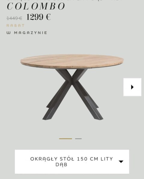 Stół okrągły 150 cm Xooon Colombo Lity Dąb Stół okrągły 150 cm Xooon Colombo Lity Dąb