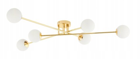 ŻYRANDOL LAMPA SUFITOWA ZŁOTA MLECZNE KULE 6 x E27 model 28-6 MIK ŻYRANDOL LAMPA SUFITOWA ZŁOTA MLECZNE KULE 6 x E27 model 28-6 MIK