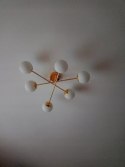 ŻYRANDOL LAMPA SUFITOWA ZŁOTA MLECZNE KULE 6 x E27 model 28-6 MIK
