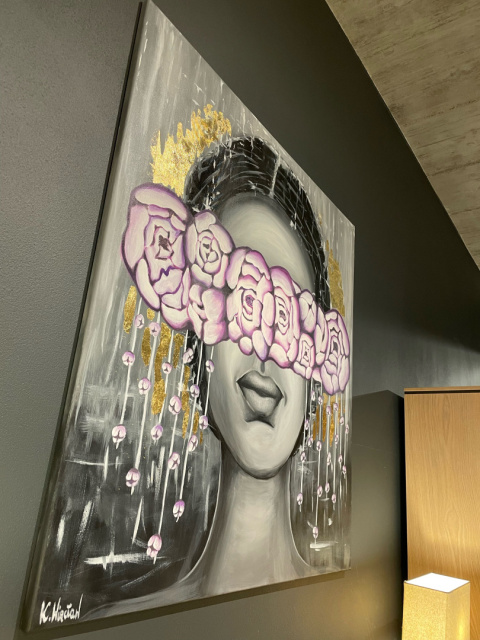 Obraz akrylowy ręcznie malowany w rozmiarze 110x120cm "PEONIA" Obraz akrylowy ręcznie malowany w rozmiarze 110x120cm "PEONIA"