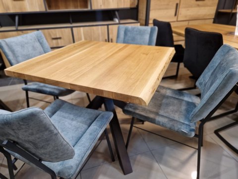 Stół z litego drewna dębowego Live Edge 95 x 90 cm Stół z litego drewna dębowego Live Edge 95 x 90 cm
