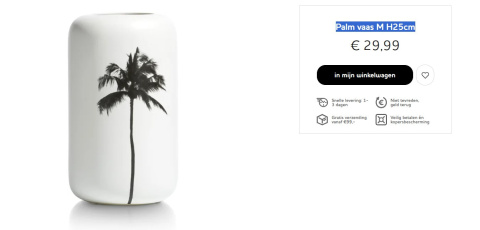 COCOmaison Wazon ceramiczny palm M wys. 25 cm COCOmaison Wazon ceramiczny palm M wys. 25 cm